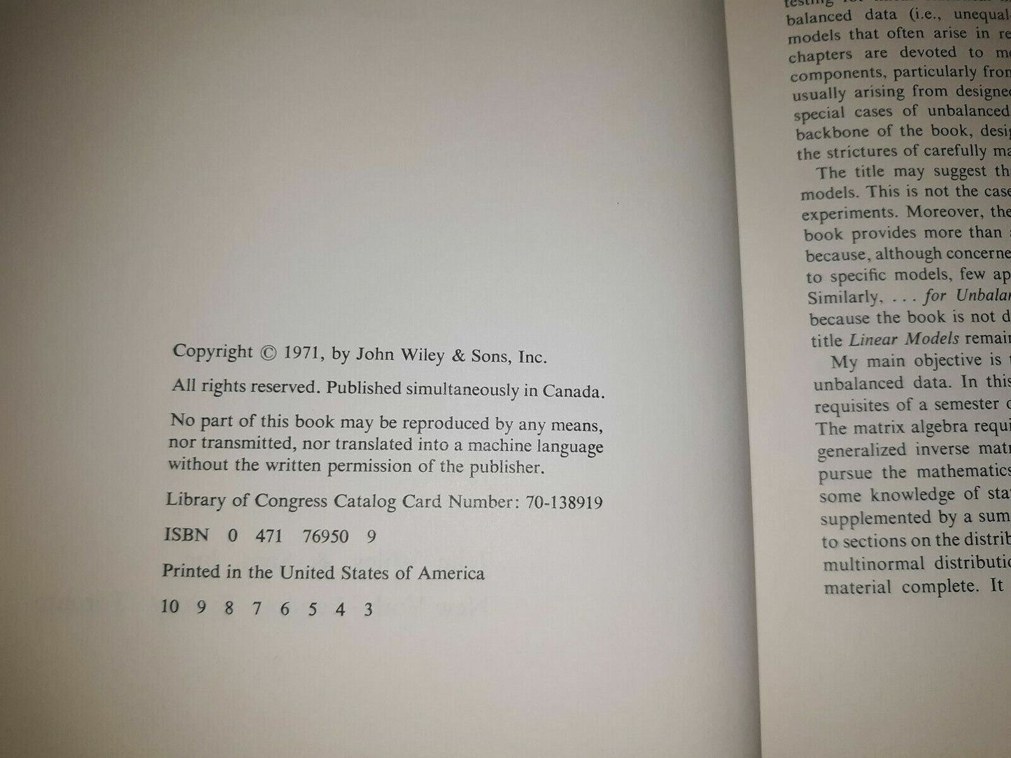 Wiley Series ~ Linear Models by S.R. Searle 1971