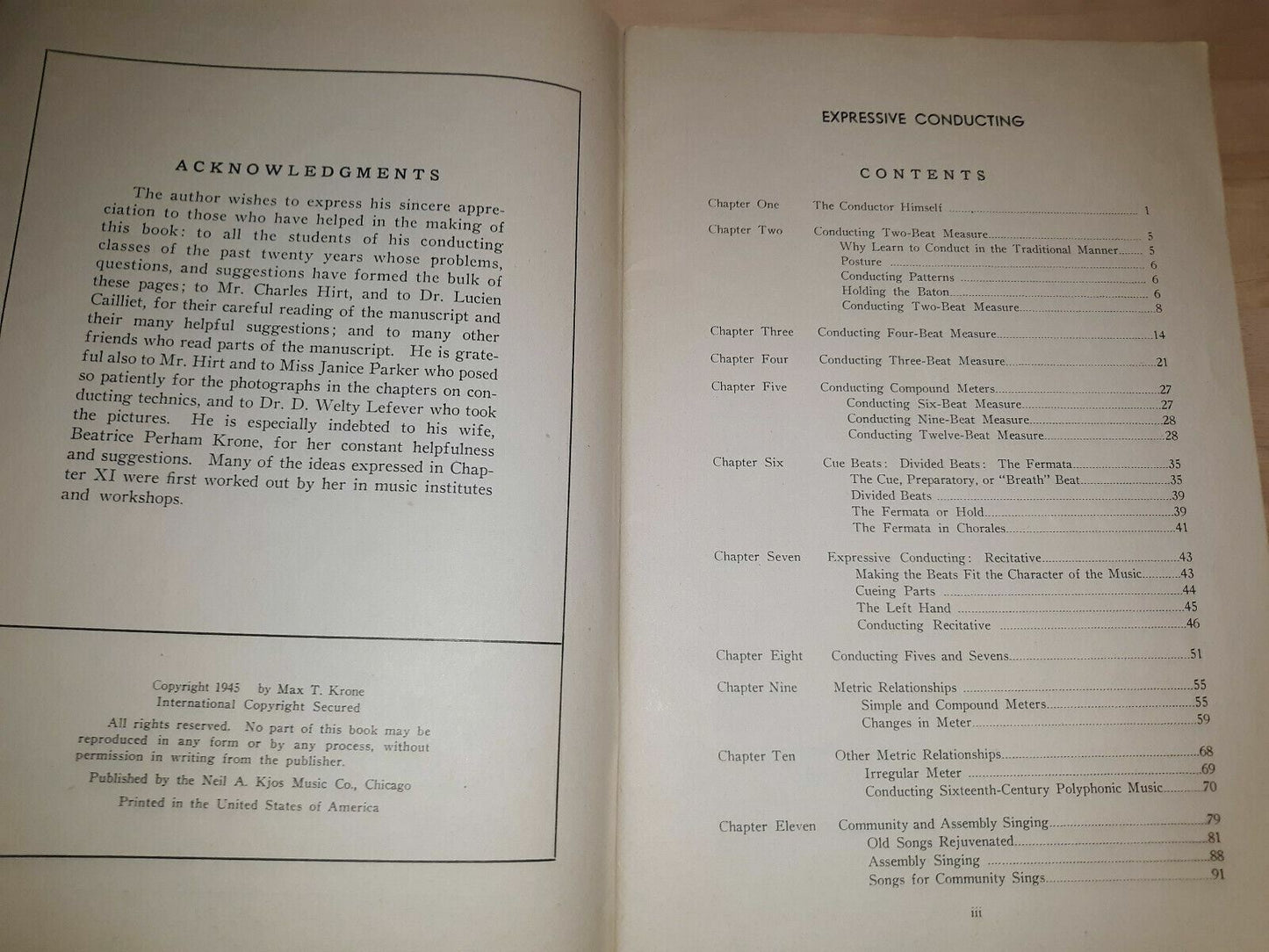 1945 Expressive Conducting Softcover Book By Max T Krone