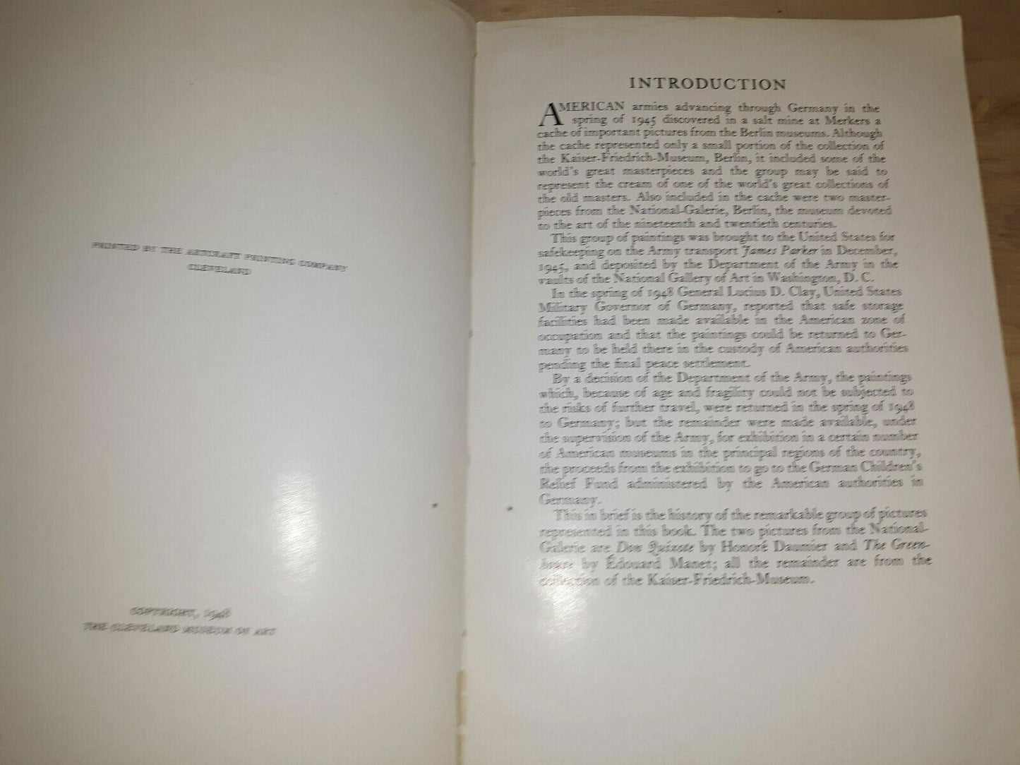 MASTERPIECES FROM THE BERLIN MUSEUMS 1948 US Army Art Exhibition Cleveland Book