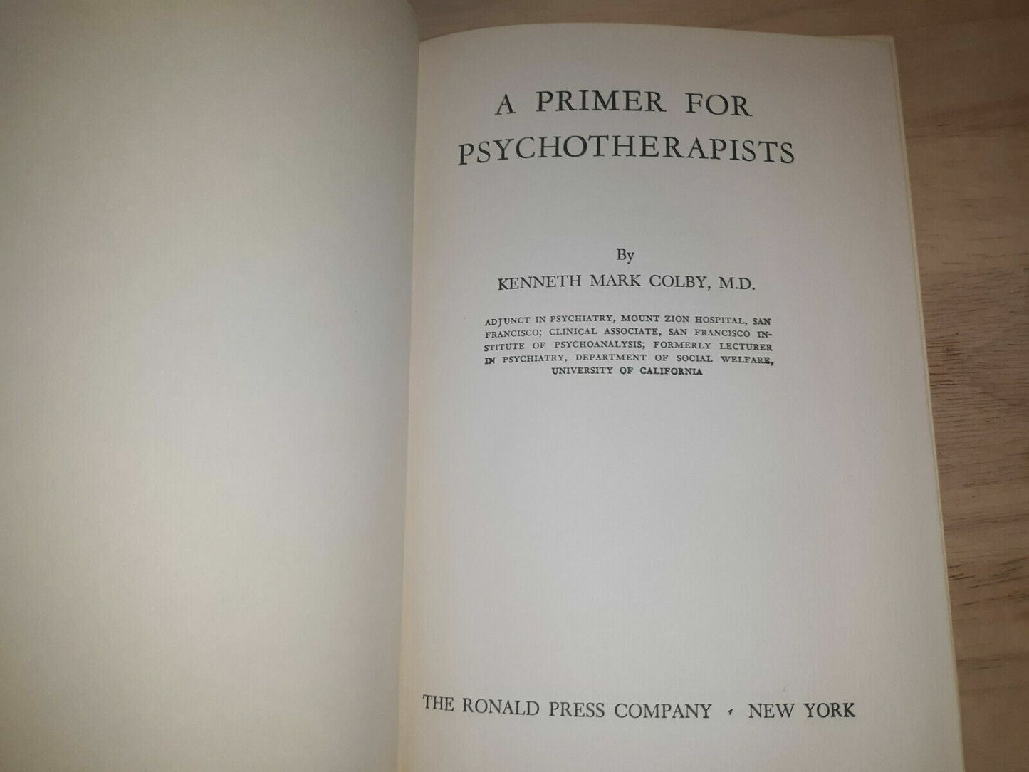 A Primer for Psychotherapists by Kenneth M. Colby 1951, HC Vintage Book