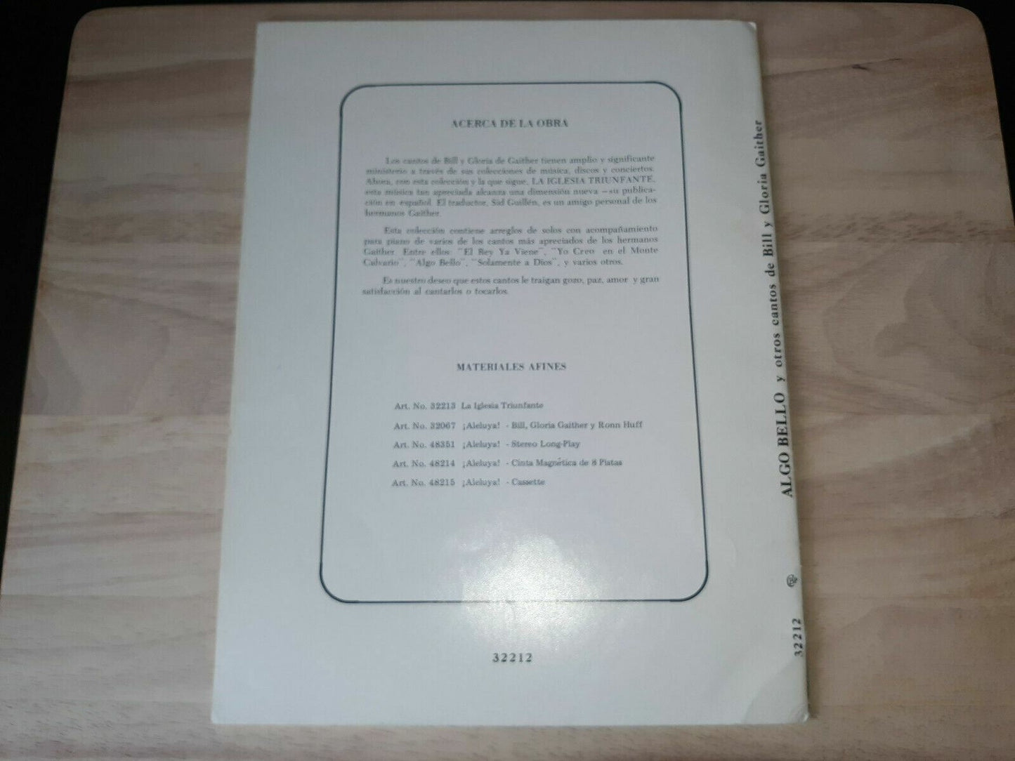 Algo Bello Y Otros Cantos De Bill Y Gloria Gaither 1977 Songbook