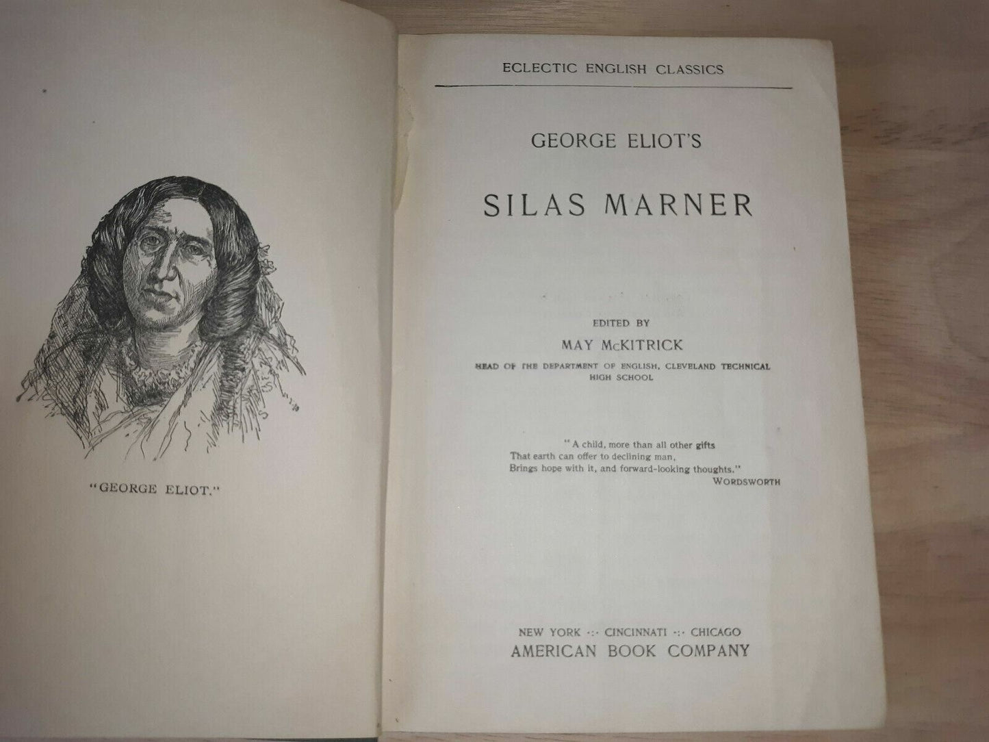 1911 Silas Marner Eclectic English Classic George Eliots
