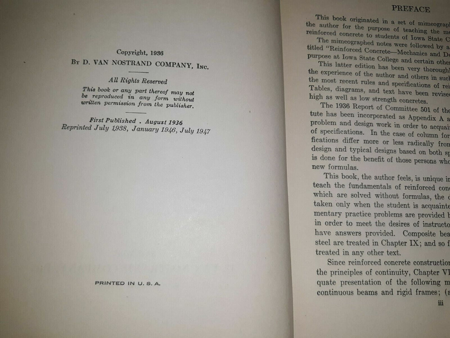 Reinforced Concrete Robert Caughey 1947 4th Printing