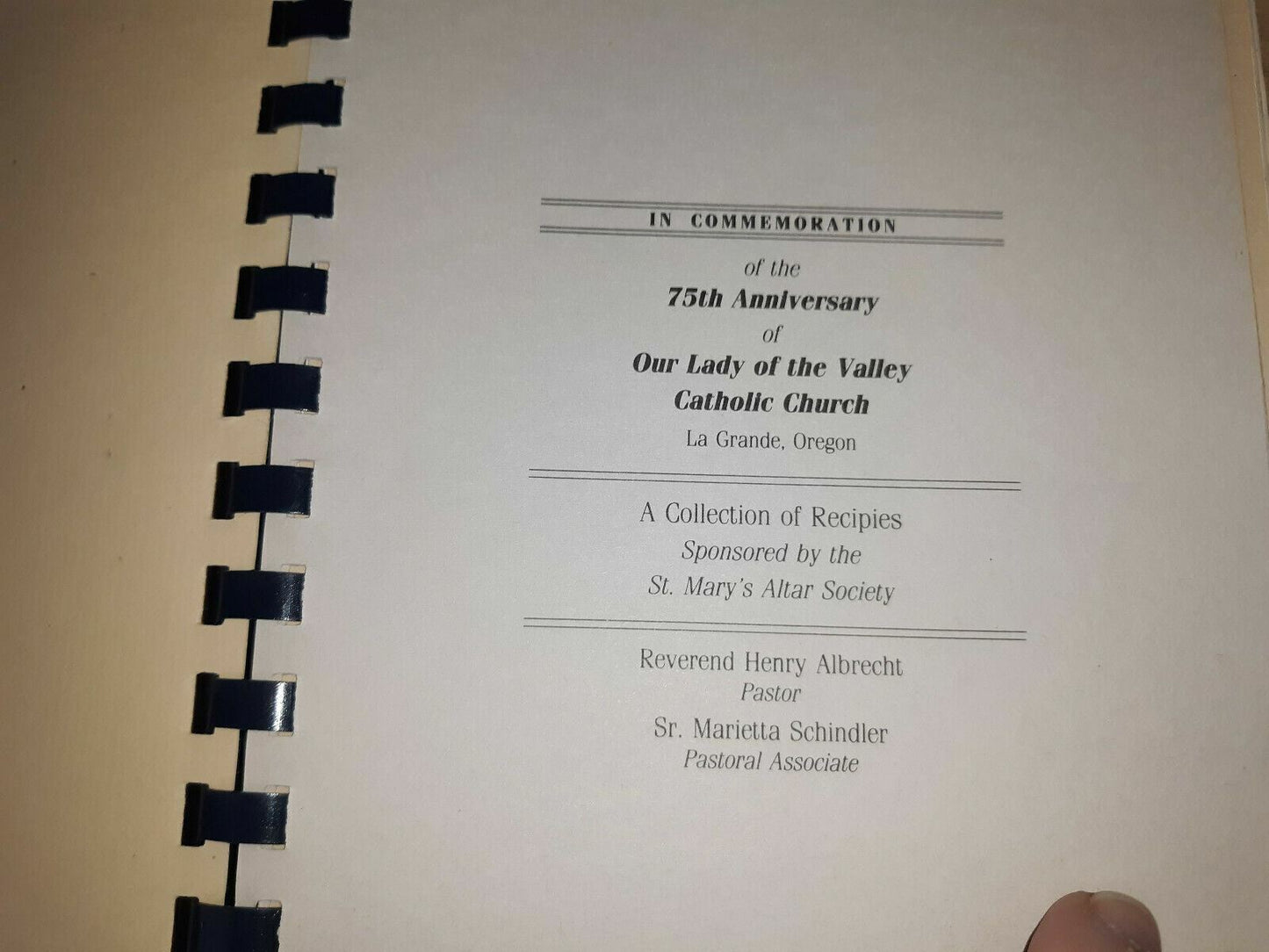 Parish Pantry Our Lady Of The Valley 1914-1989 Catholic Church Cookbook