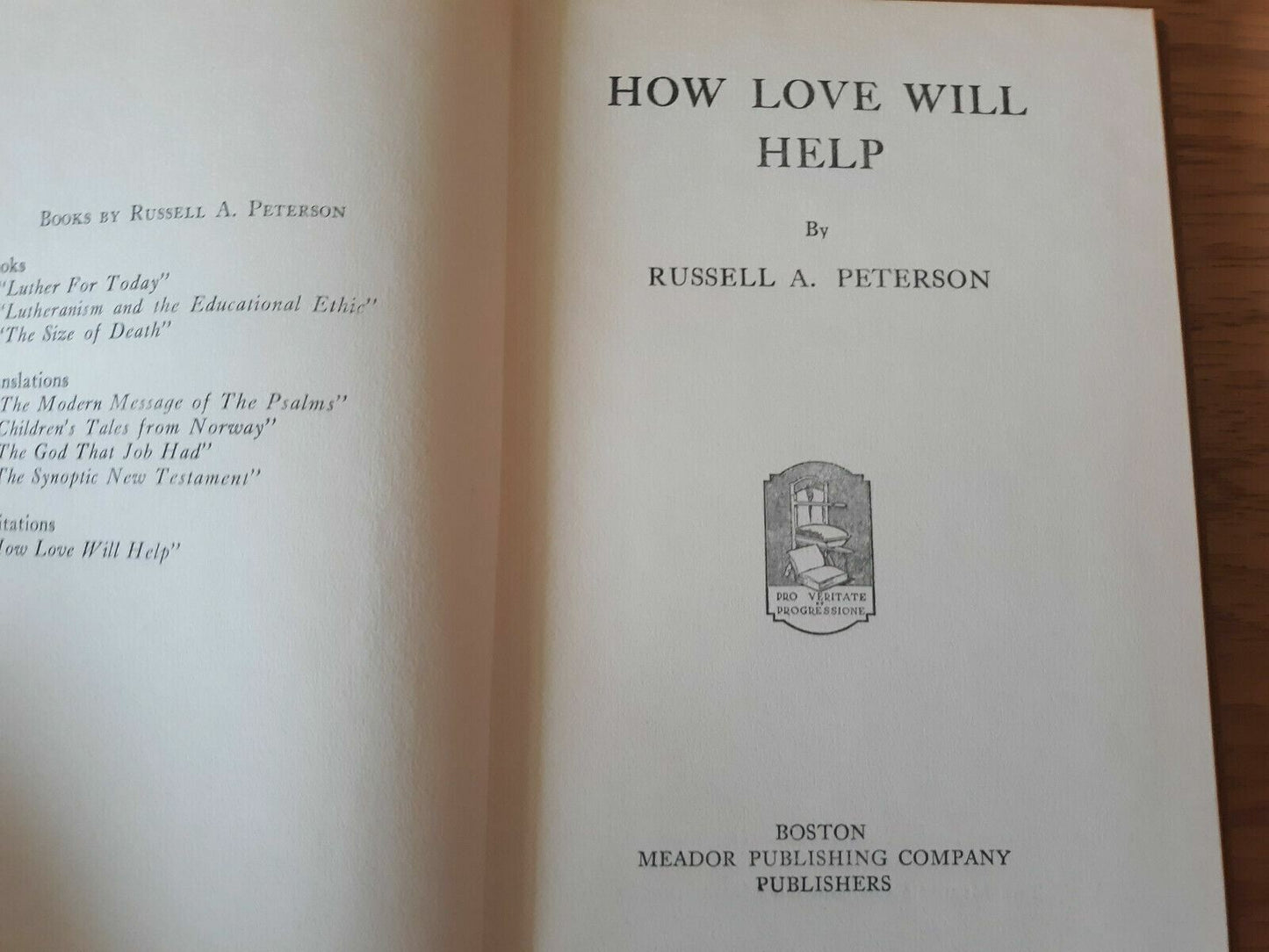 How Love Will Help Russell Peterson 1953 Meador Publishing Company Hardcover