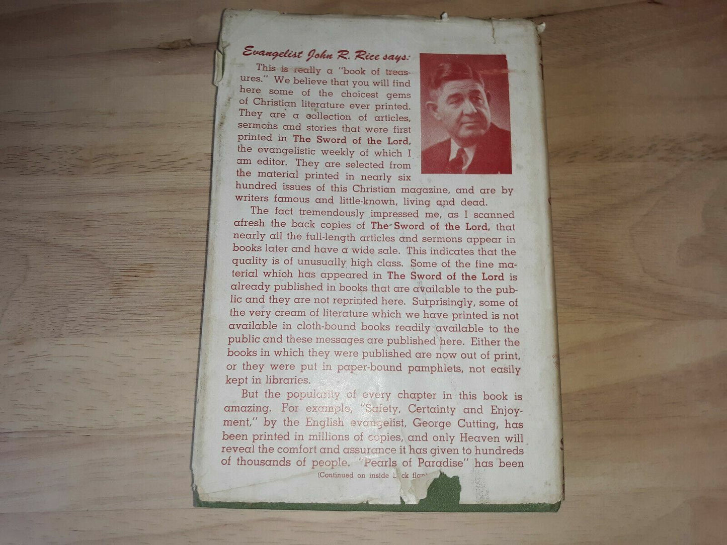 The Sword Book of Treasures by John Rice (1st Ed, 1946, HB Sword of the Lord)