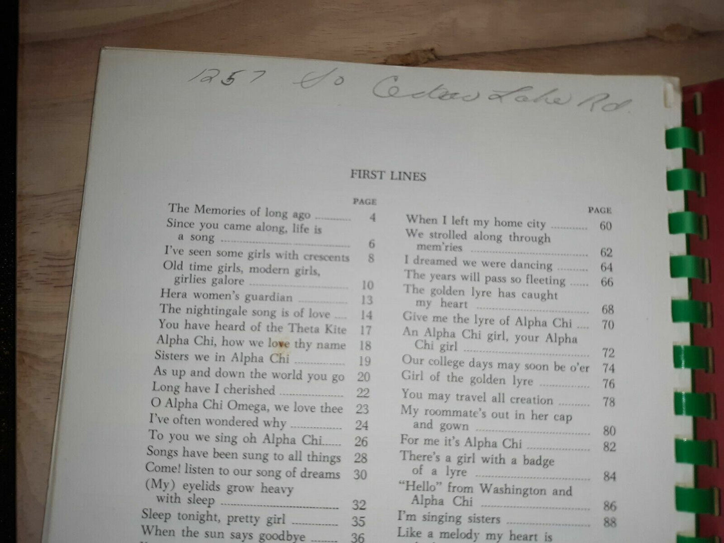 1952 Songs Of Alpha Chi Omega 11th Edition Revised