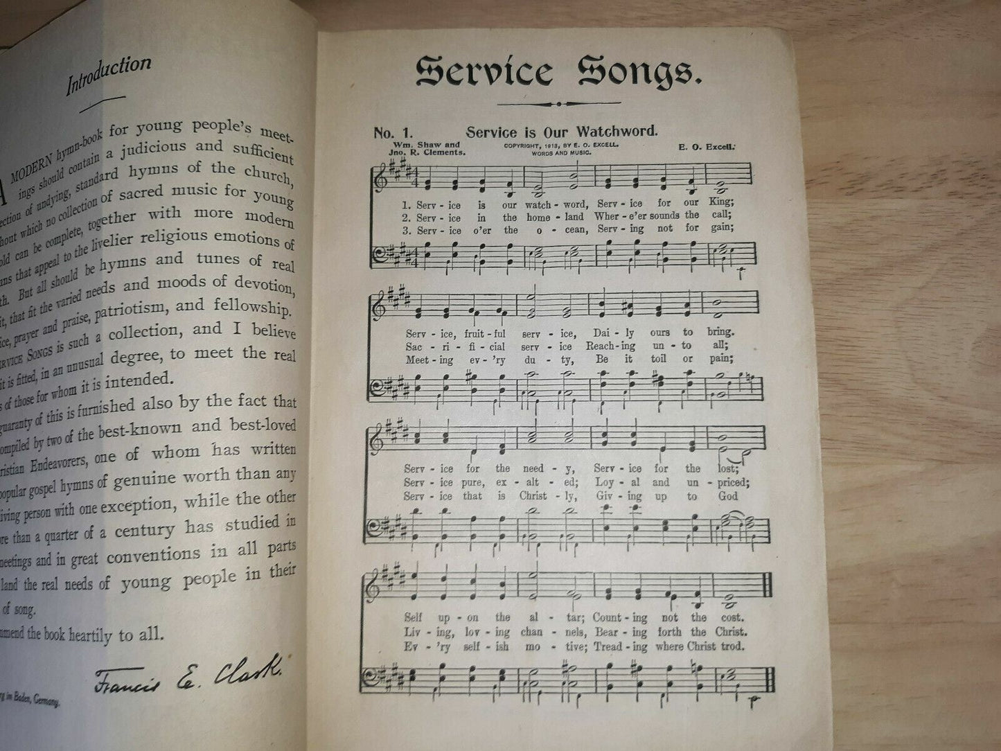 Service Songs for Young People's Societies, Sunday Schools, 1913 Shaw Clements