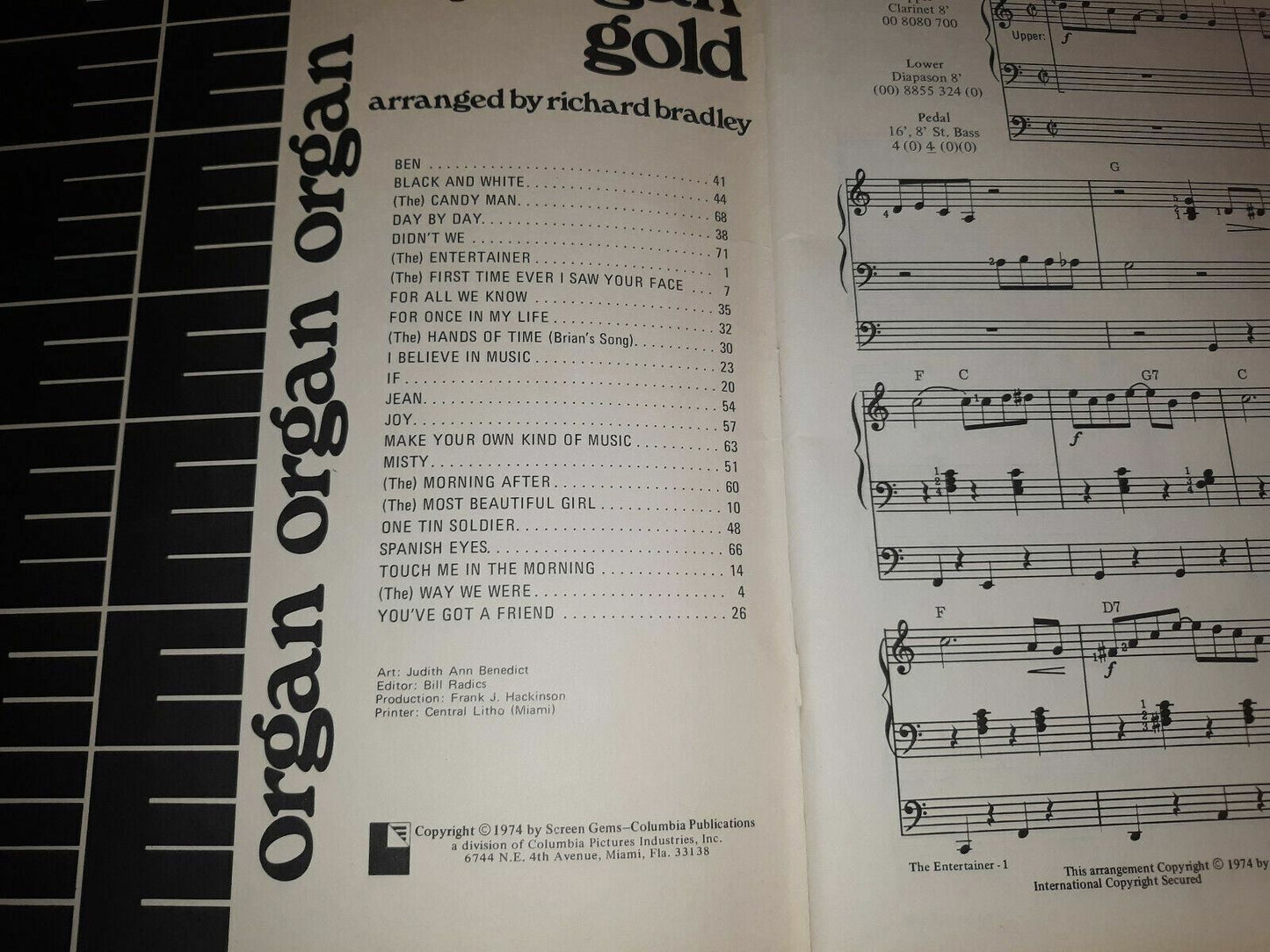 1974 Easy Organ Gold Richard Bradley Gold Line Paperback