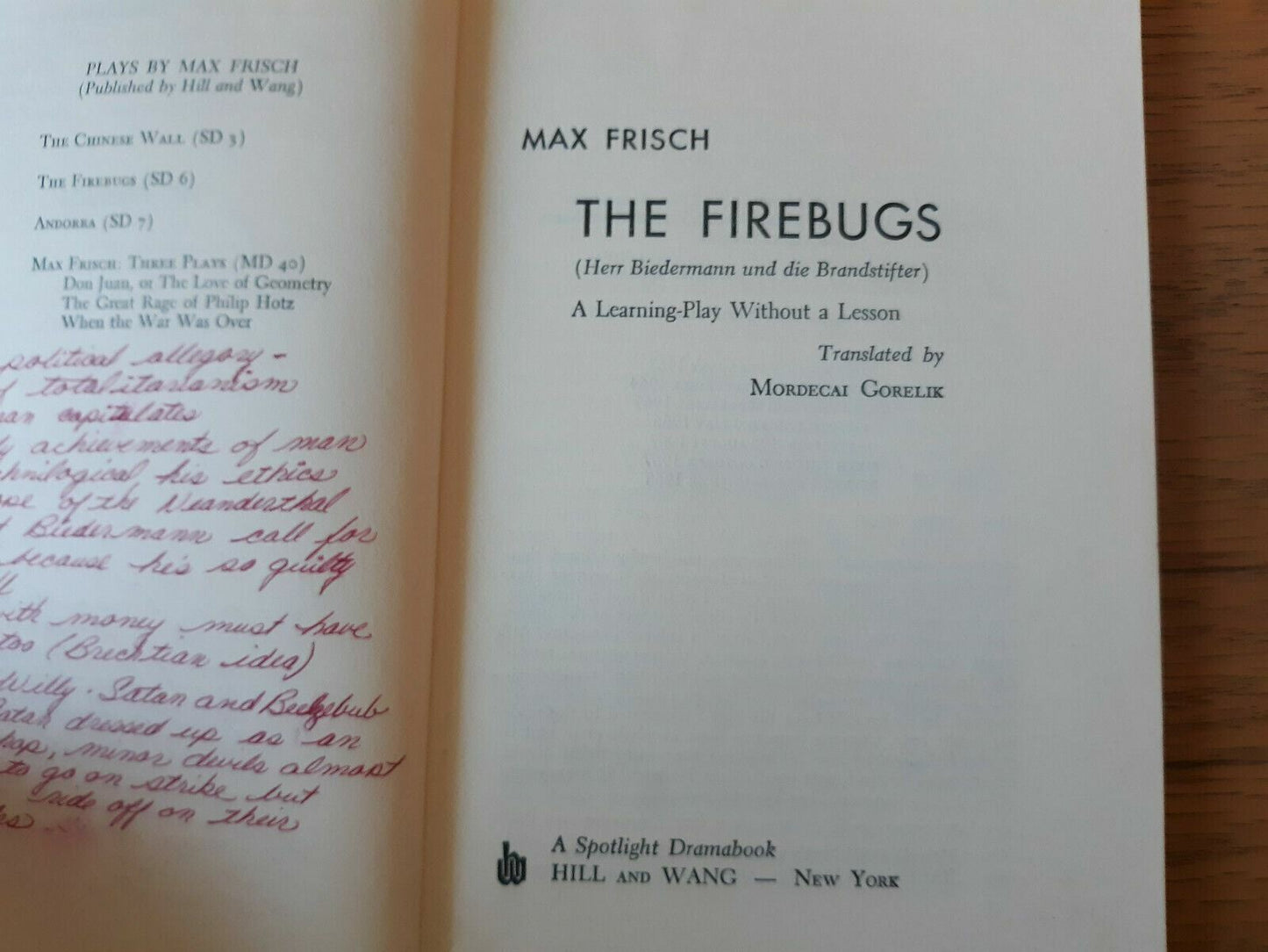 The Firebugs (Herr Biedermann und die Brandstifter) A Learning-Play Without 1968