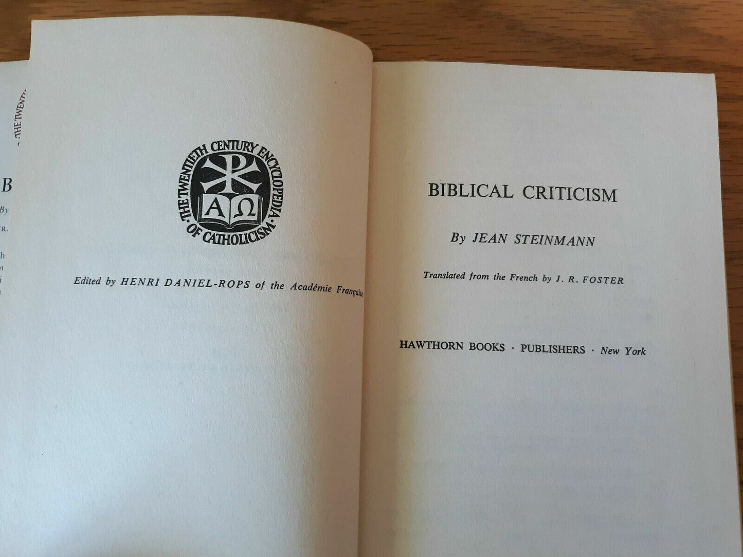 Jean Steinmann: BIBLICAL CRITICISM; 20th Century Encyclopedia of Catholicism