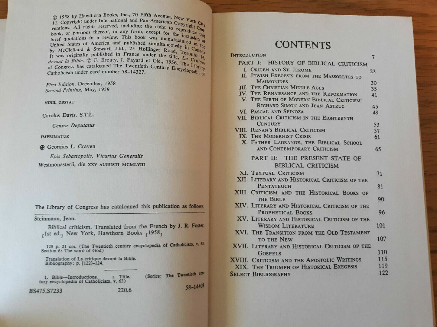 Jean Steinmann: BIBLICAL CRITICISM; 20th Century Encyclopedia of Catholicism
