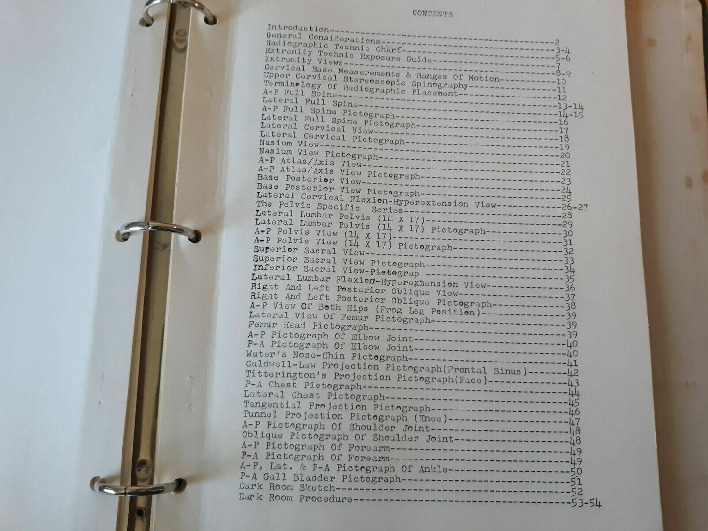 Palmer Curriculum Center Spinographic and Extremity Positioning Notes 1970