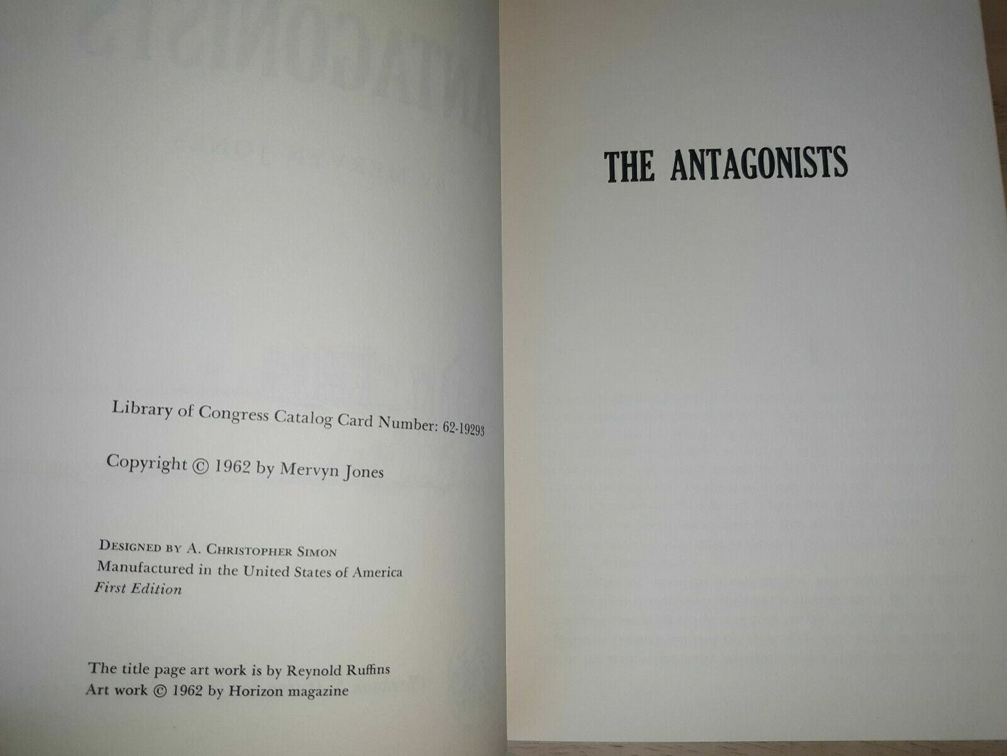 The antagonists (Mervyn Jones, - 1962) Hardcover DJ