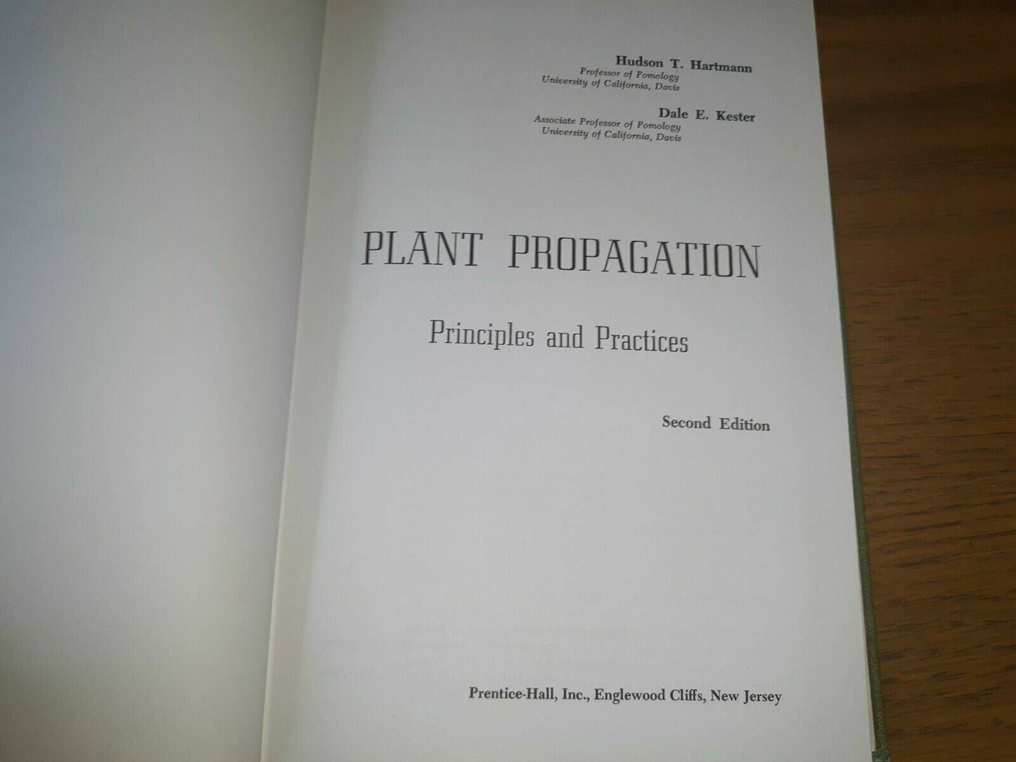 Hartmann & Kester Plant Propagation Principles & Practices by Hudson T. 2nd Ed