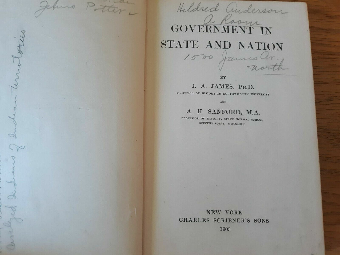 Antique Vintage Government in State and Nation 1903 J.A. James A.H. Sanford