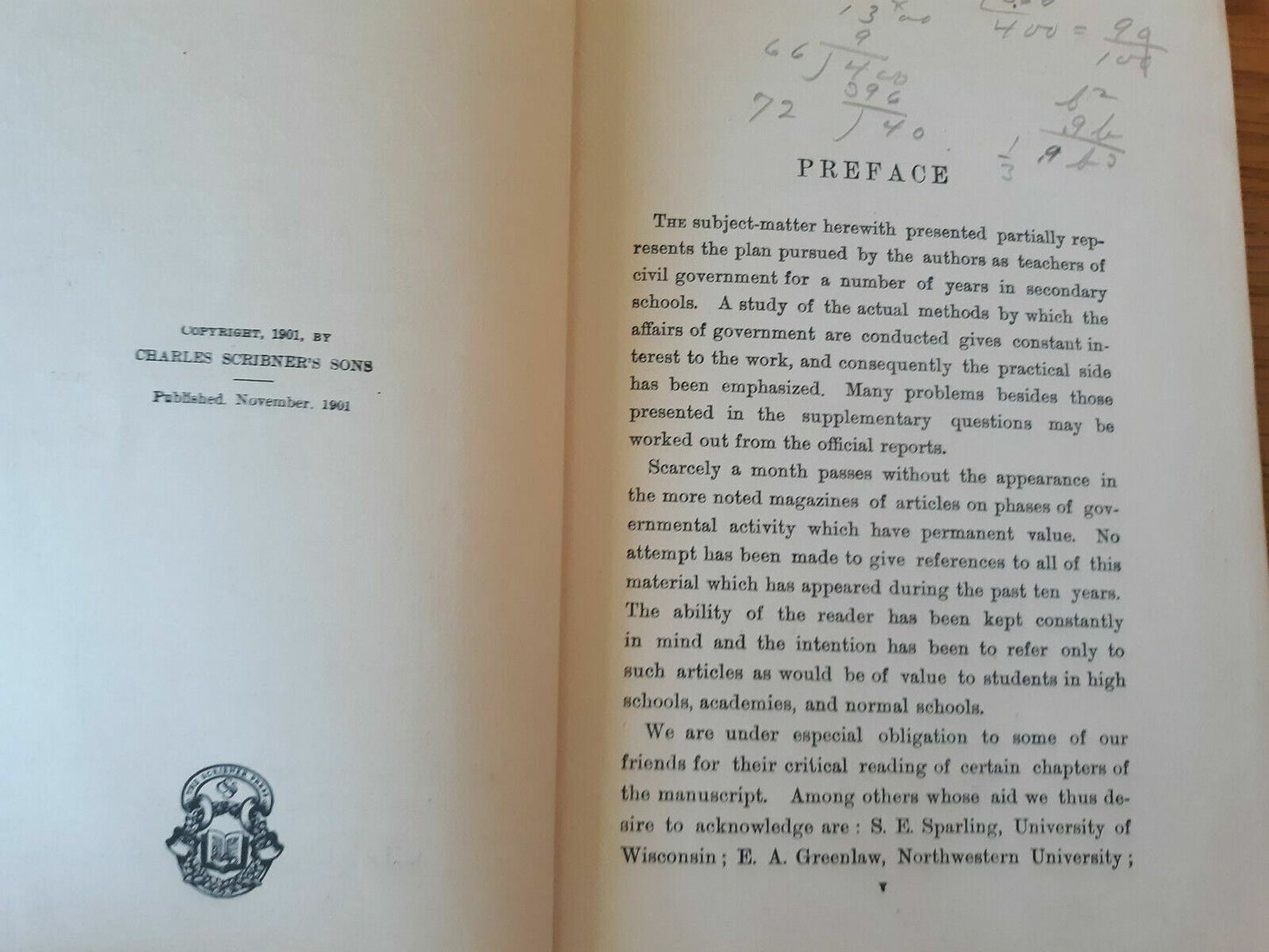 Antique Vintage Government in State and Nation 1903 J.A. James A.H. Sanford