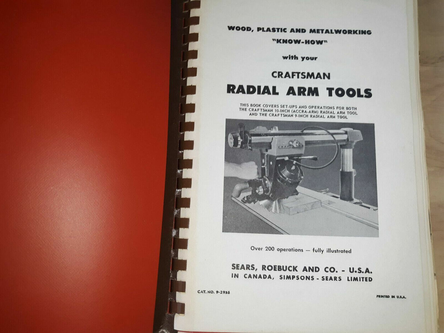 1961 Craftsman Radial Arm Tools Manual red vinyl cat# 9-2955