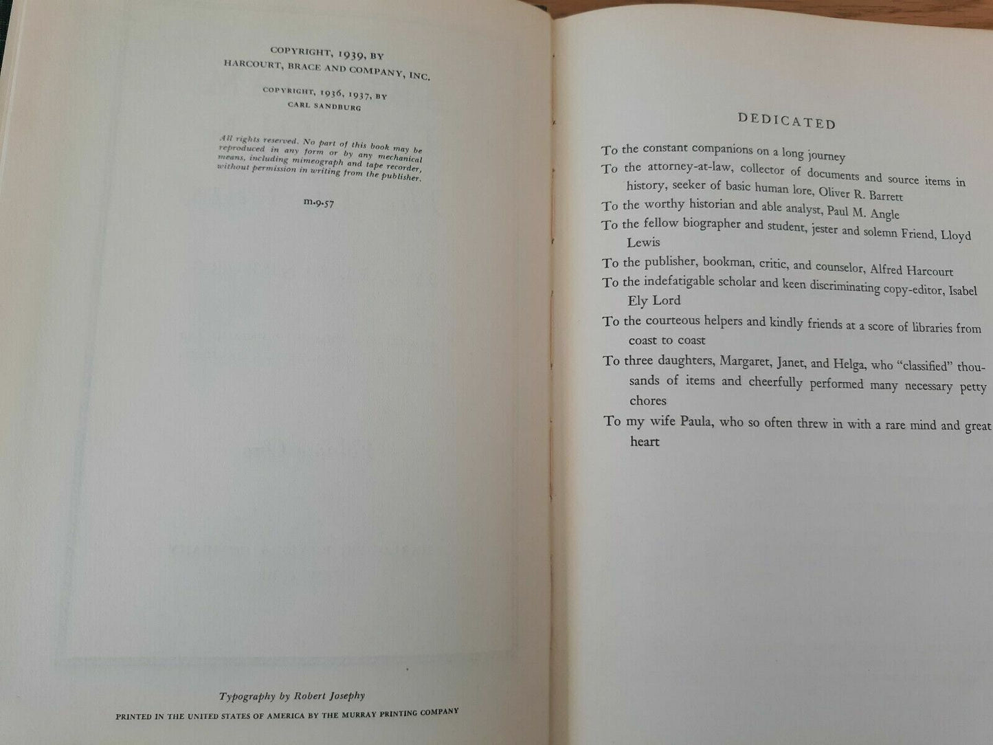 Abraham Lincoln, The War Years, Carl Sandburg, Volume One, 1939 Hardcover