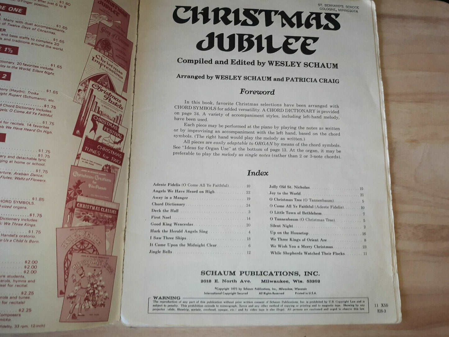 1975 Christmas Jubilee Schaum Solos For Piano Or Organ