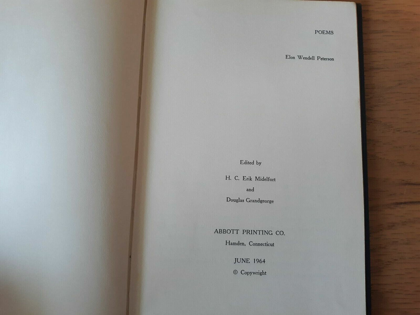 Poems Elon Wendell Peterson 1964