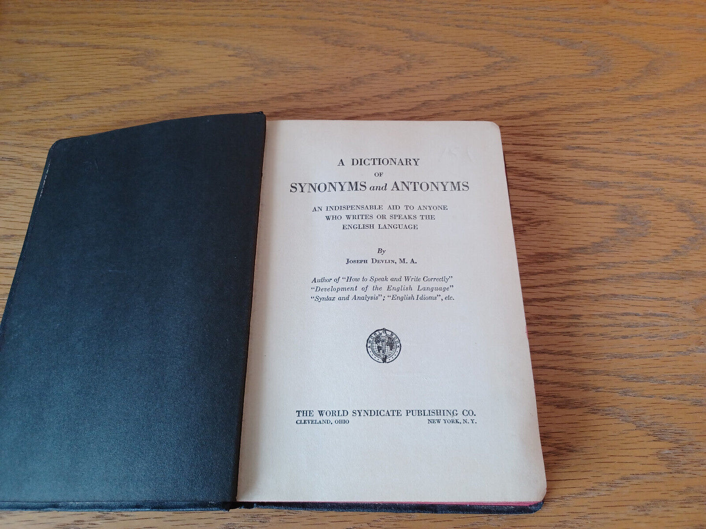 A Dictionary Of Synonyms And Antonyms Joseph Devlin 1937 Hardcover World Syndica