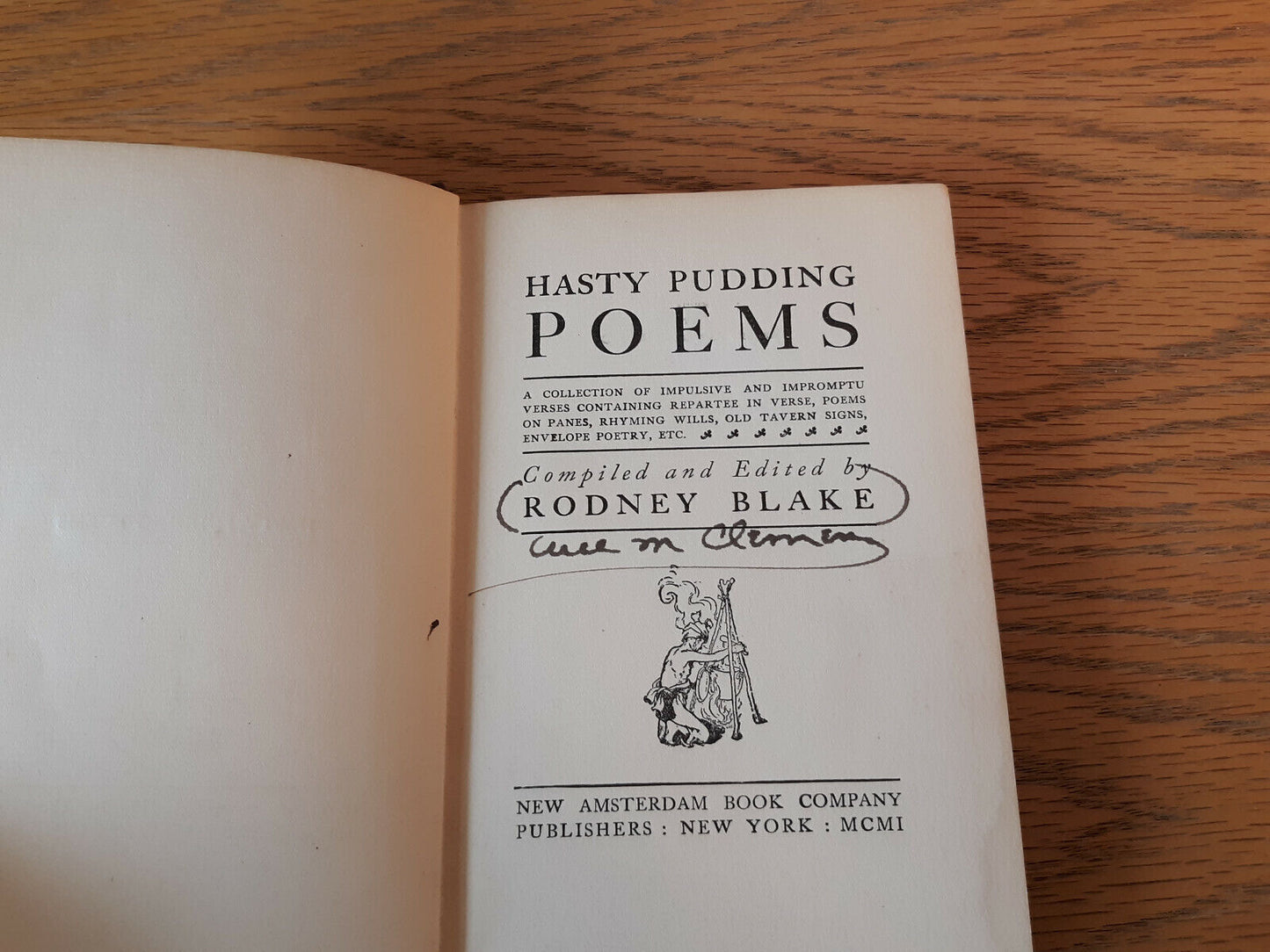 Hasty Pudding Poems Rodney Blake 1901 Hardcover New Amsterdam Book