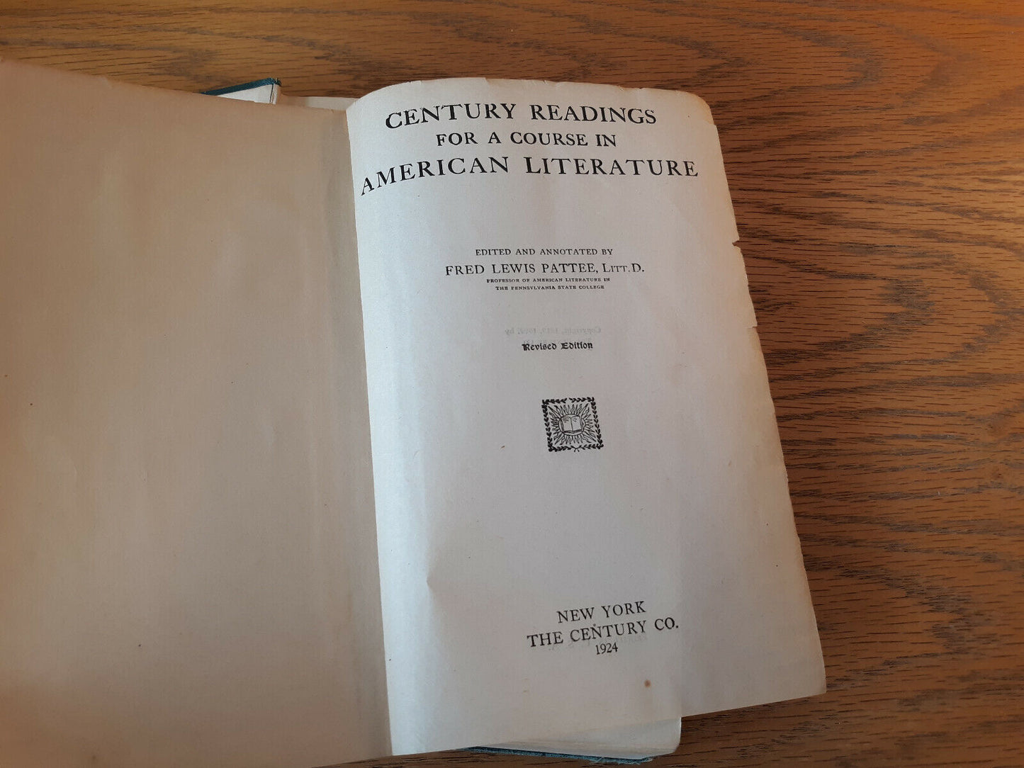 Century Readings For A Course In American Literature 1924 Hardcover The Century