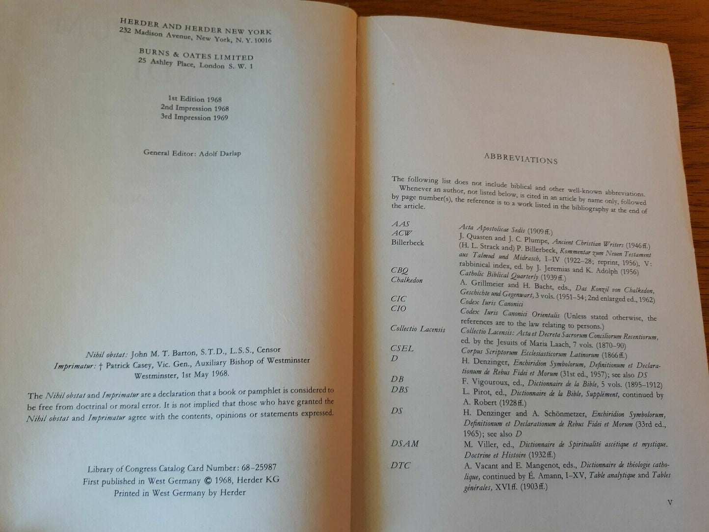 Sacramentum Mundi An Encyclopedia of Theology Herder and Herder Hardcover Vol 2B