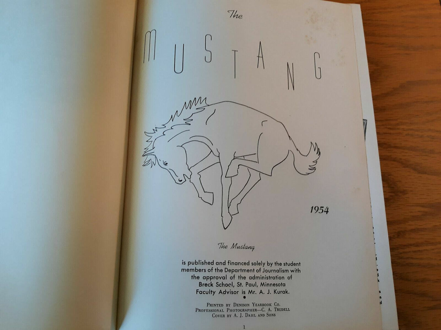 Mustang 1954 Yearbook Breck St Paul Minnesota Hardcover