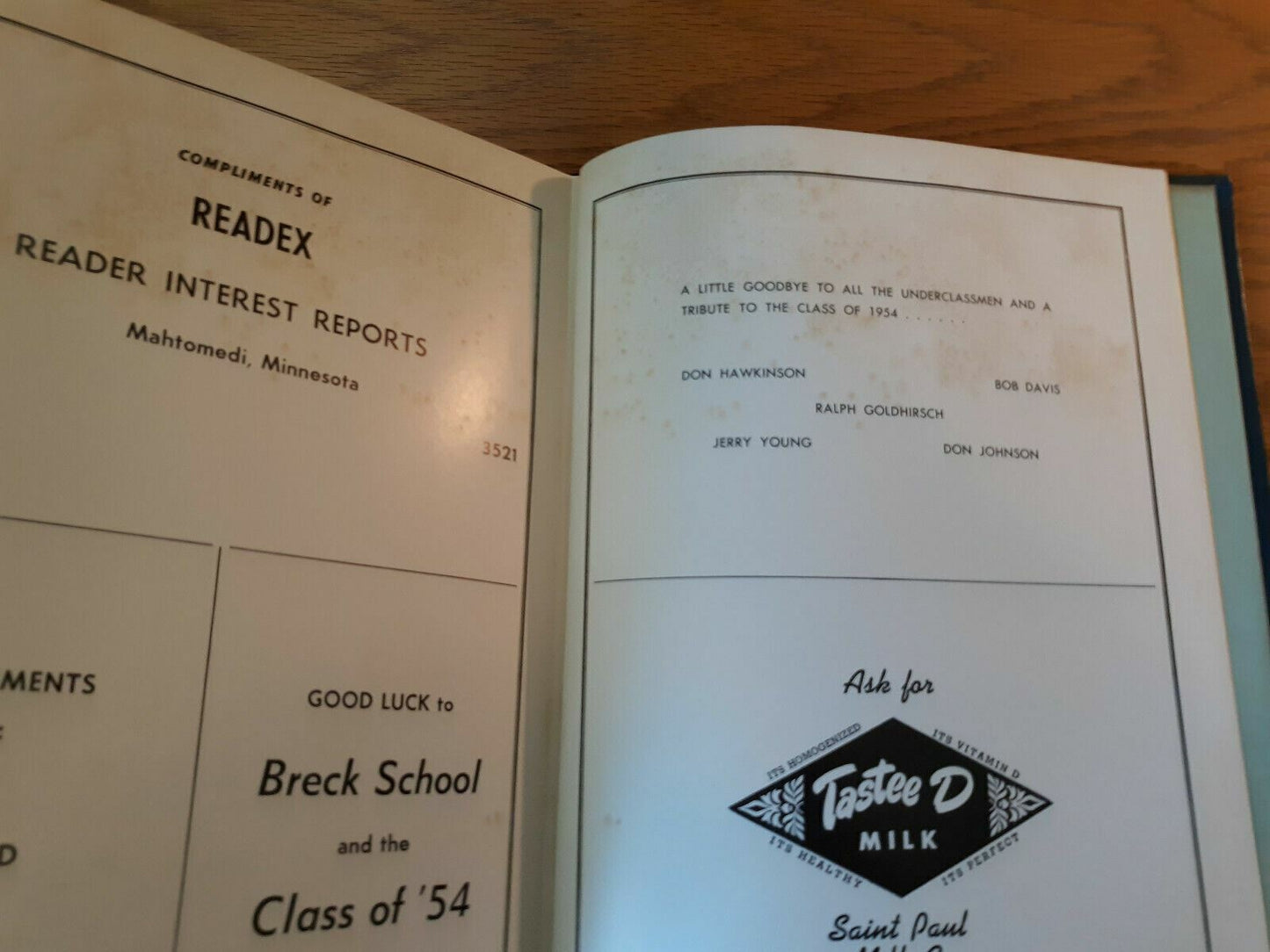Mustang 1954 Yearbook Breck St Paul Minnesota Hardcover