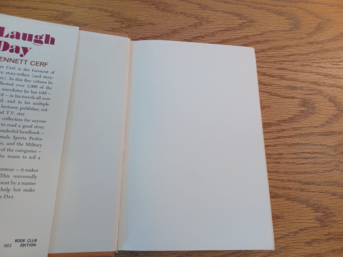Laugh Day Bennett Cerf 1965 Book Club Edition Hardcover Dust Jacket Doubleday