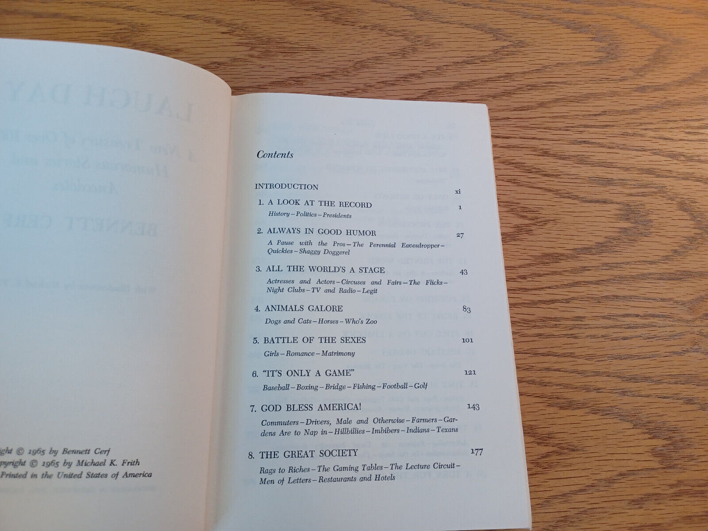 Laugh Day Bennett Cerf 1965 Book Club Edition Hardcover Dust Jacket Doubleday
