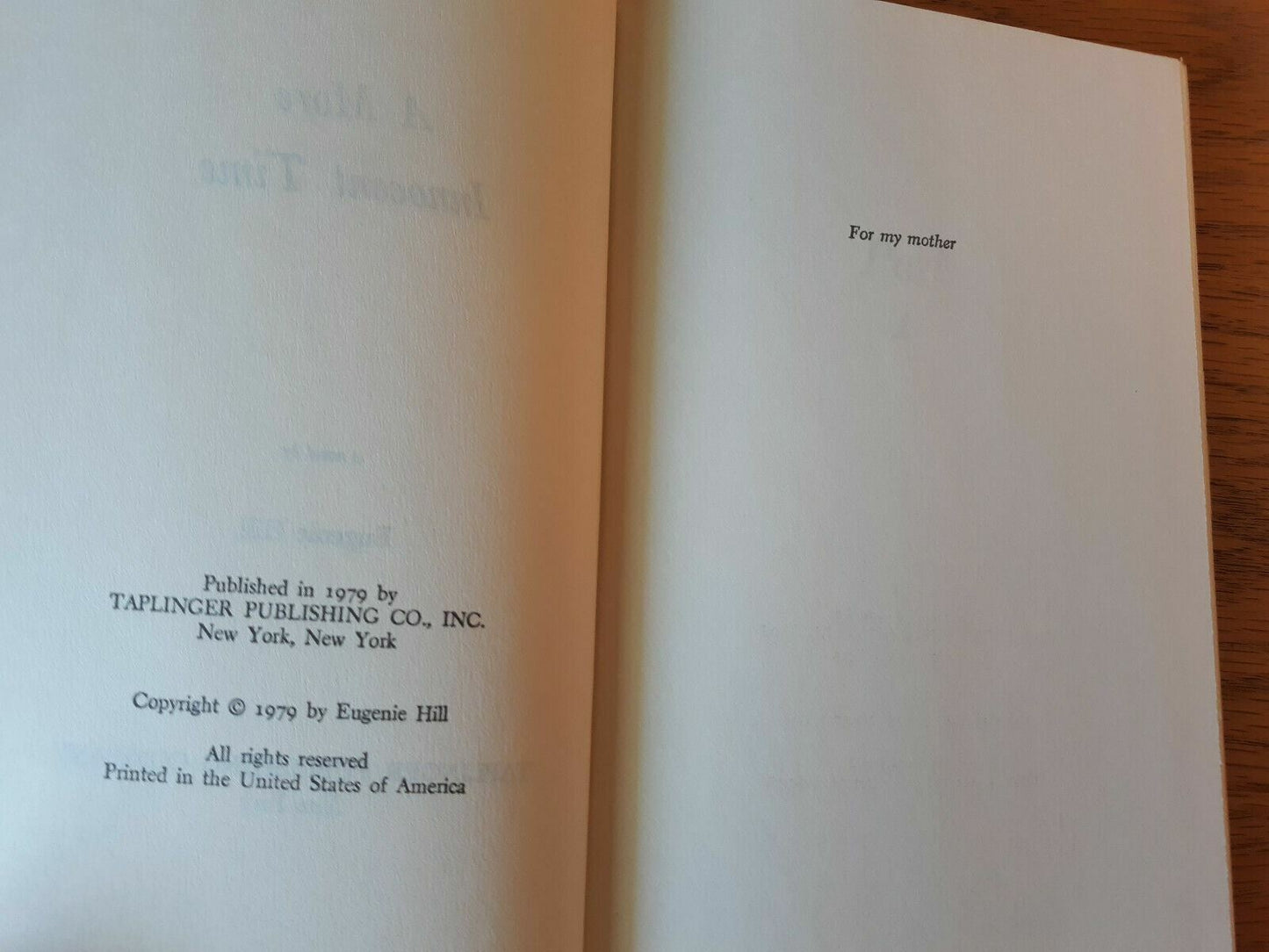 1979 A More Innocent Time by Eugenie Hill Hardcover Dust Jacket BCE