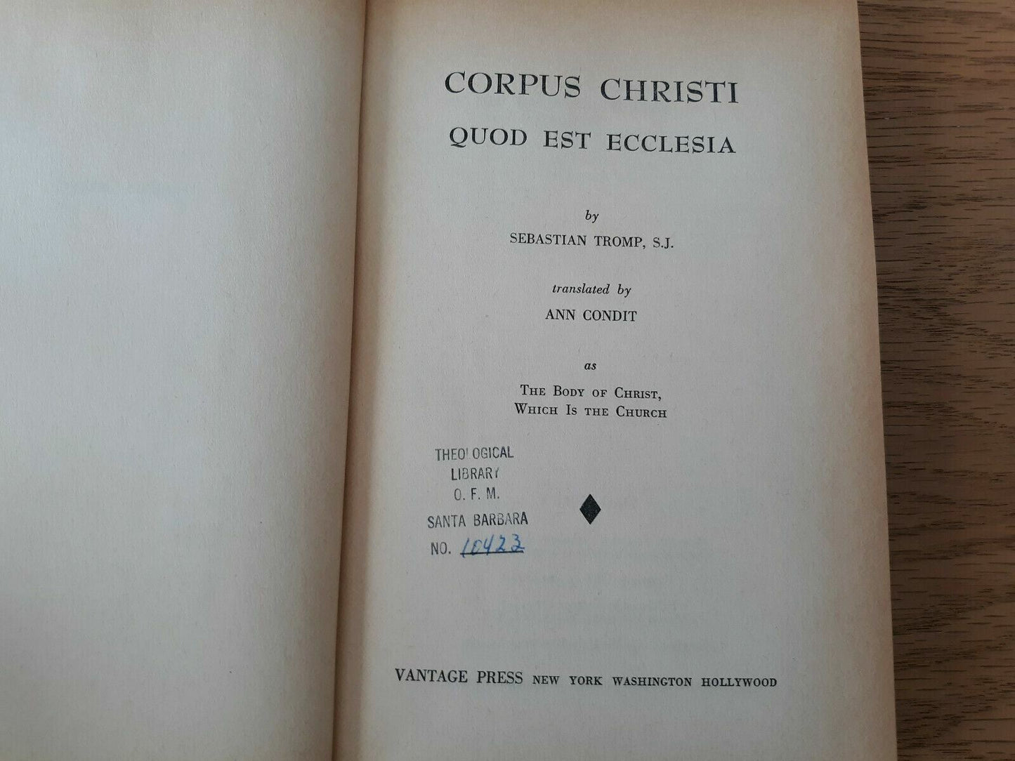 Corpus Christi Quod Est Ecclesia Sebastian Tromp 1960 1st Ed Hardcover
