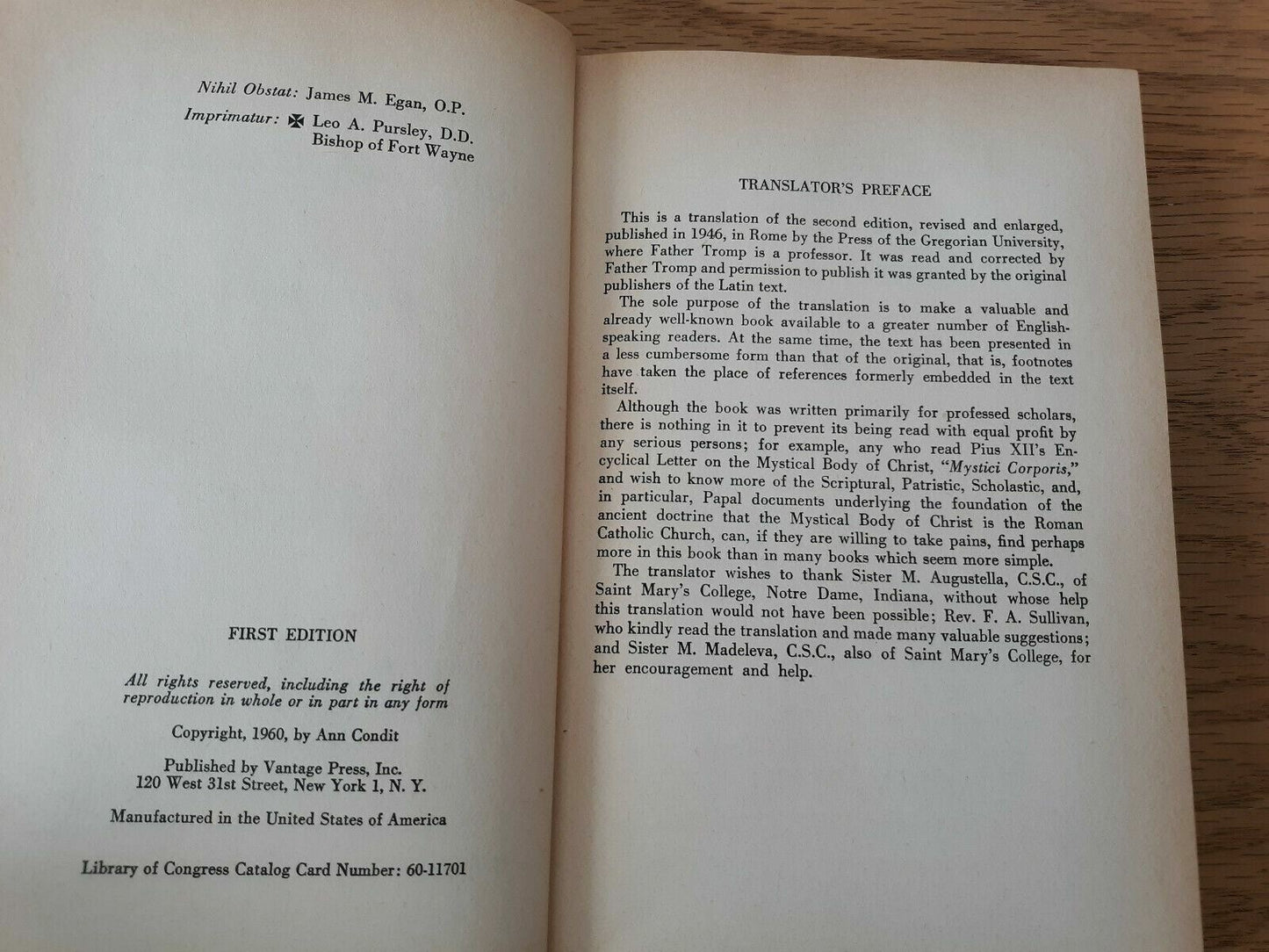 Corpus Christi Quod Est Ecclesia Sebastian Tromp 1960 1st Ed Hardcover