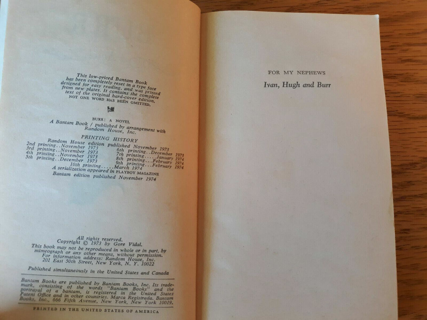 Burr - Gore Vidal - Bantam Books Paperback - 1974