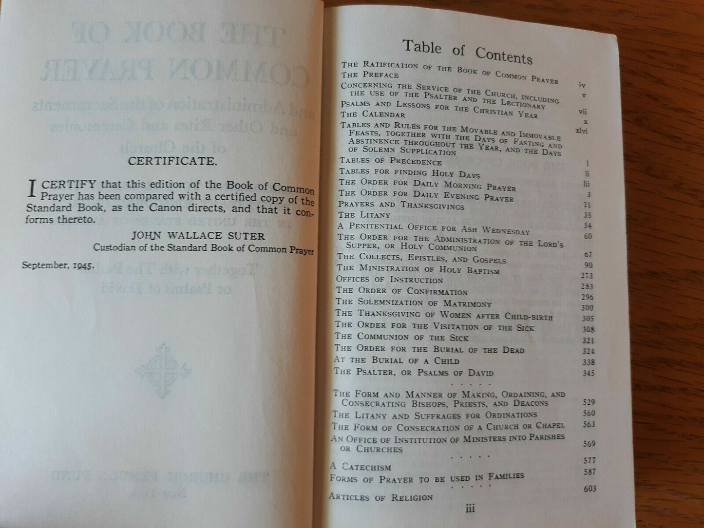 1945 The Book of Common Prayer Protestant Episcopal Church Pension Fund