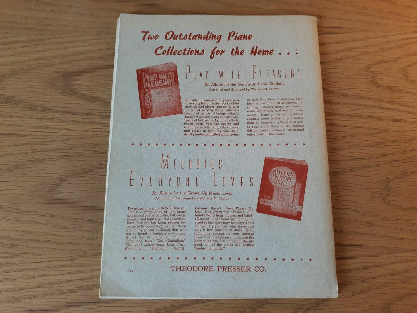 Grown-Up Beginner's Book for the Piano by William Felton 1955