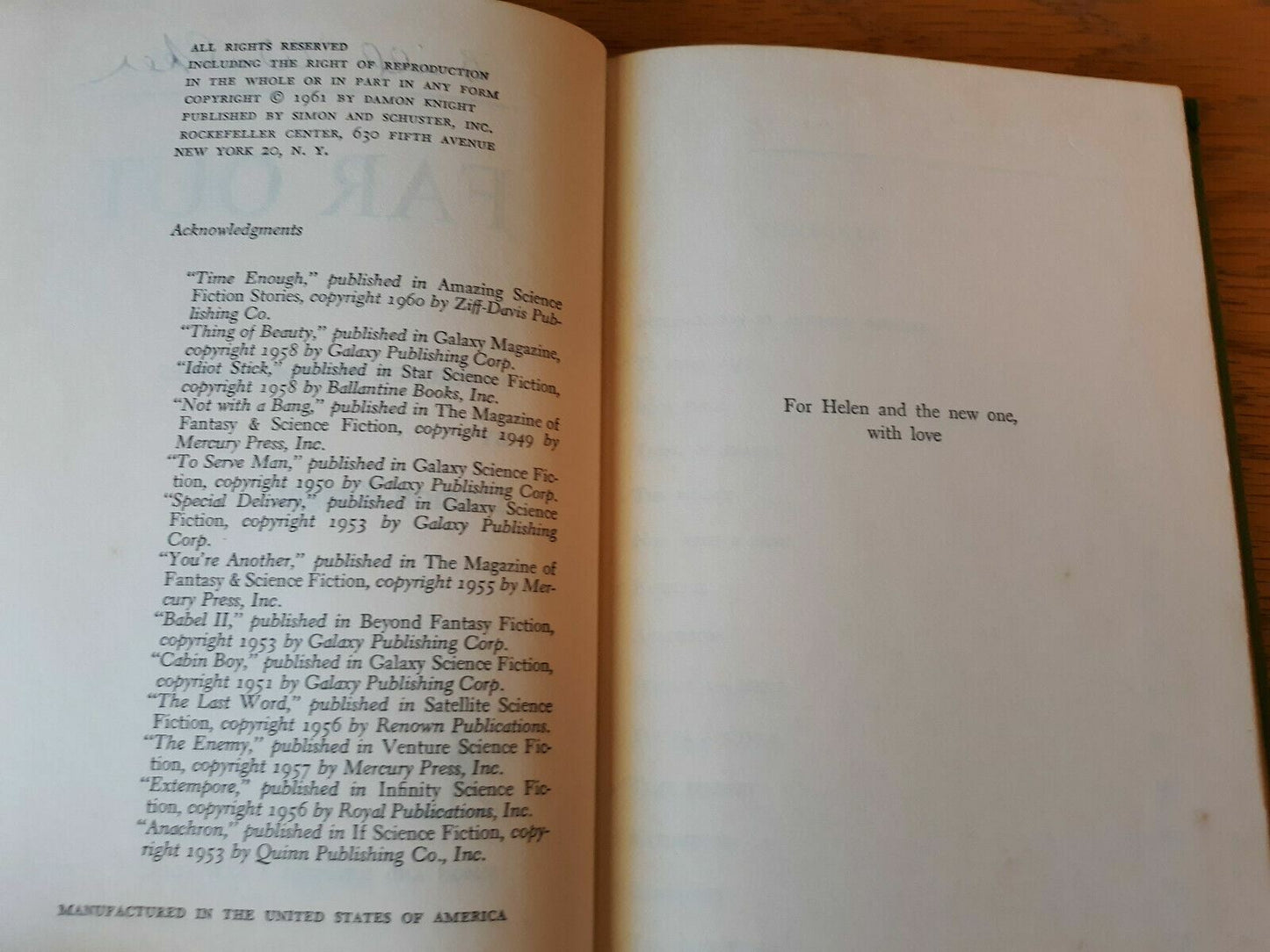 Far Out by Damon Knight 1961
