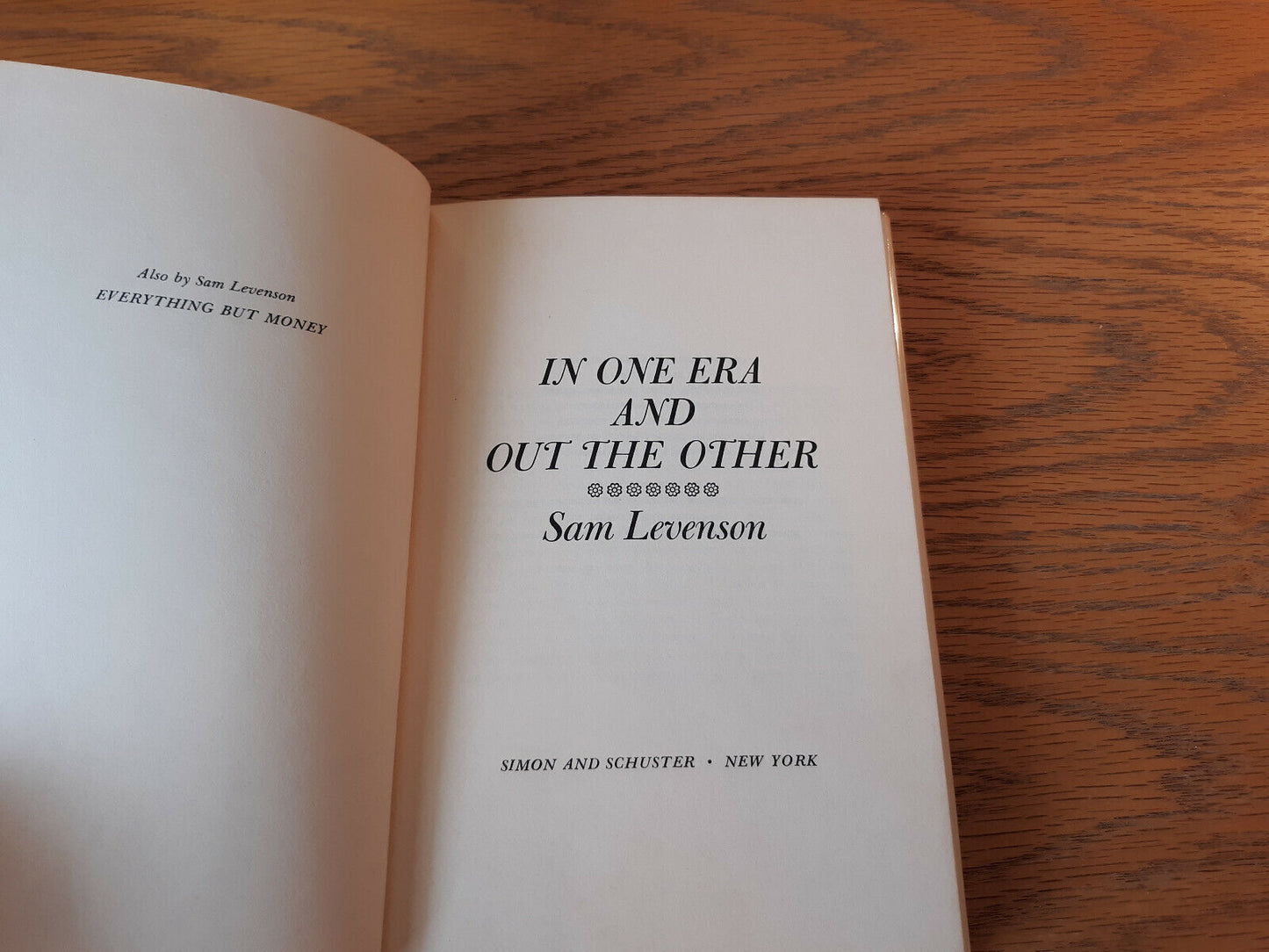 In One Era And Out The Other Sam Levenson 1973 Hardcover Dust Jacket Simon And S