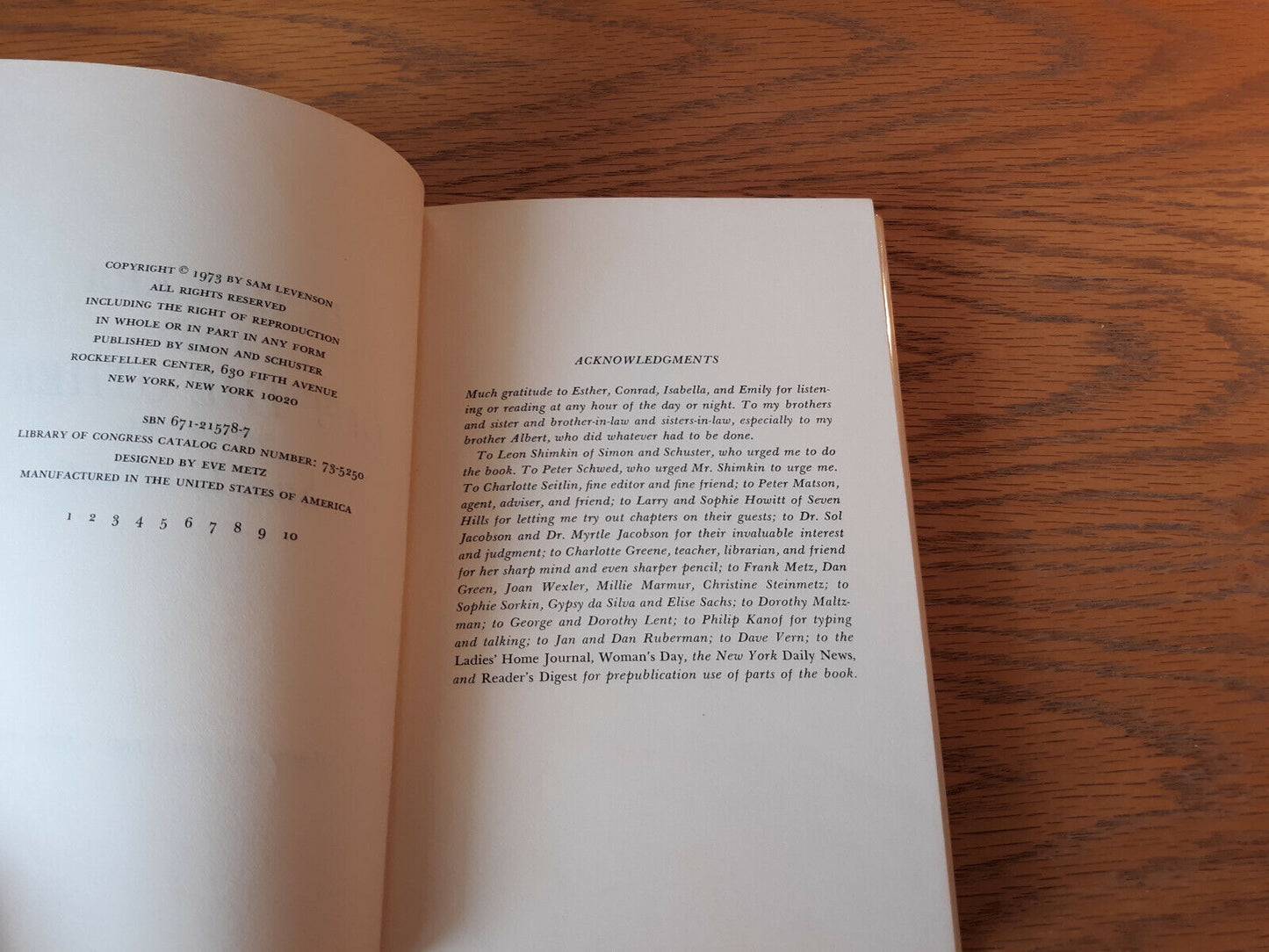 In One Era And Out The Other Sam Levenson 1973 Hardcover Dust Jacket Simon And S
