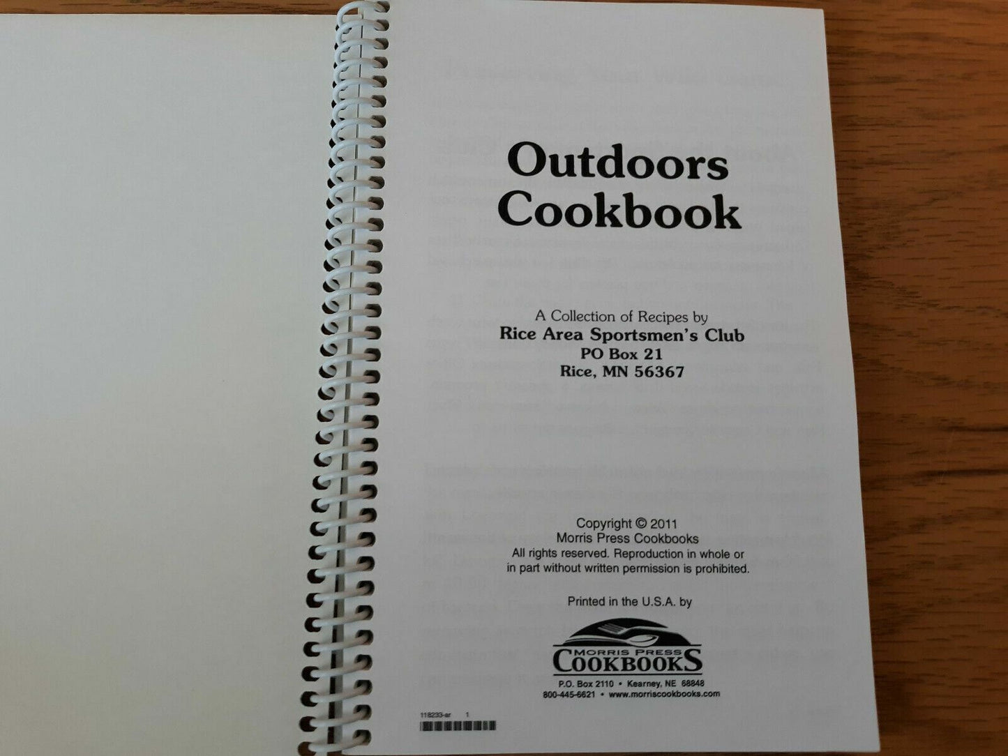 Outdoors Cookbook Rice Area Sportsmen's Club Rice Minnesota