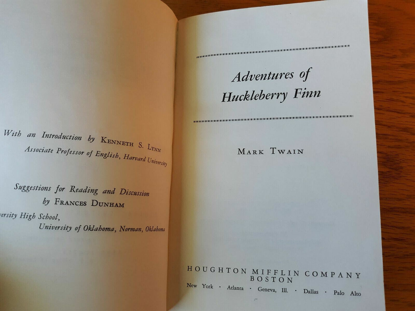 Adventures Of Huckleberry Finn 1962 Riverside Literature Series Mark Twain Paper