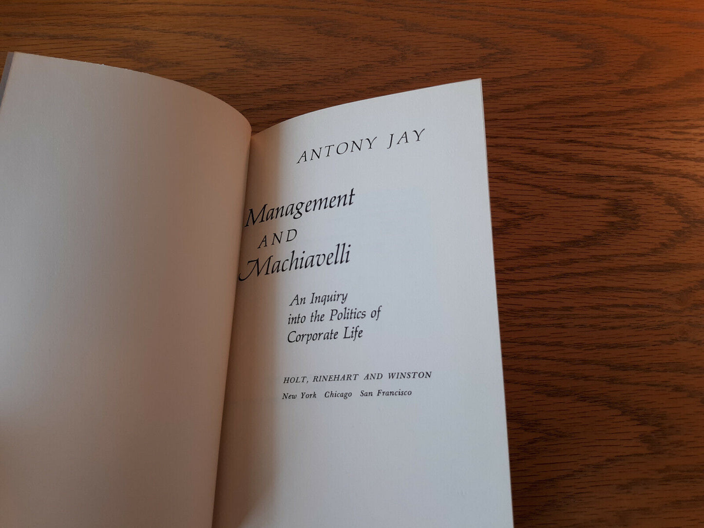 Management And Machiavelli Antony Jay 1968 1st Ed Hardcover Dust Jacket