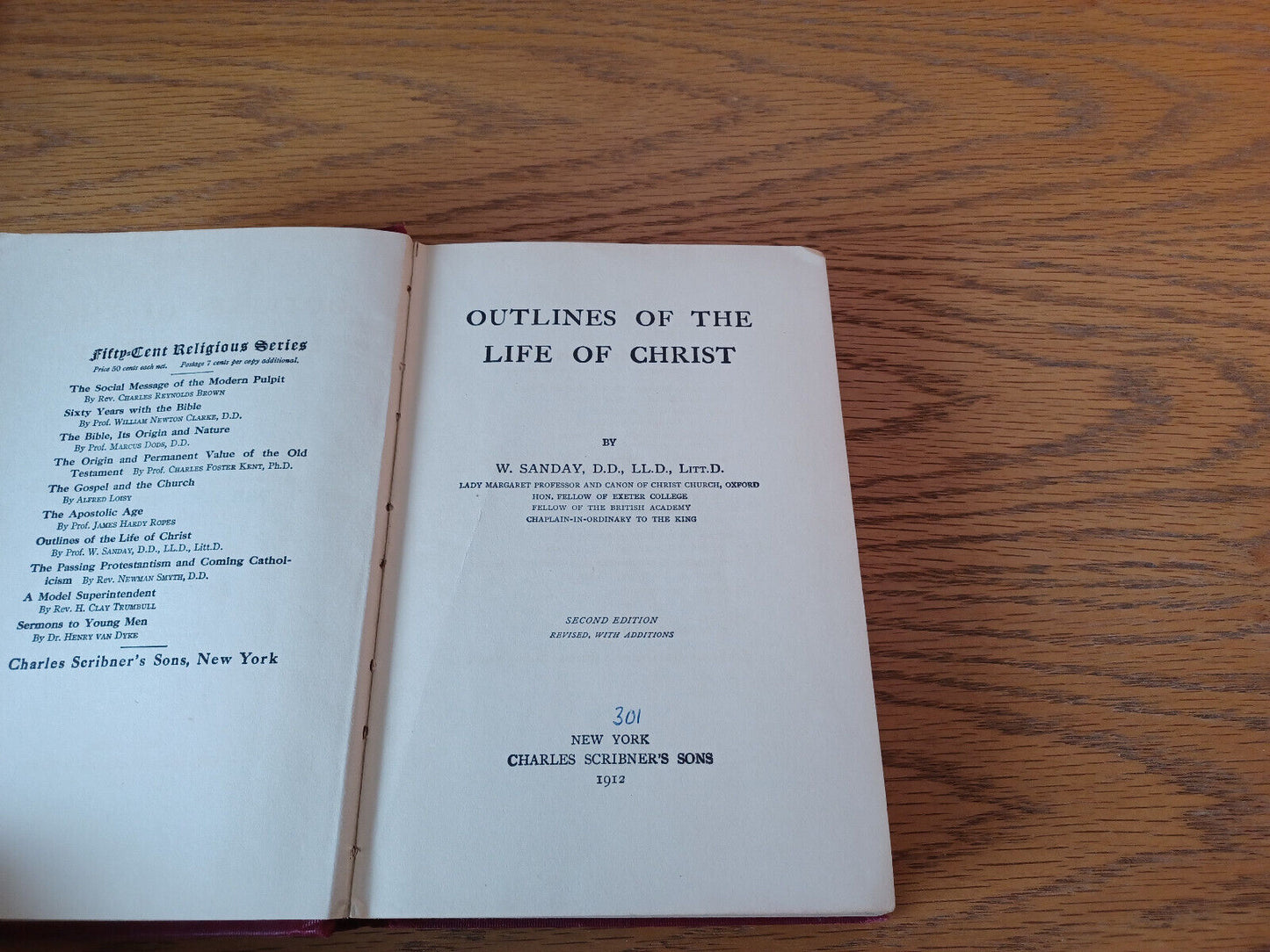 Outlines Of The Life Of Christ W Sanday 1912 Hardcover Charles Scribner's Sons