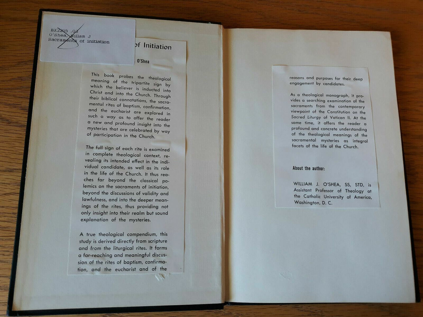Sacraments of Initiation Foundations of Catholic Theology 1966 William O'Shea B
