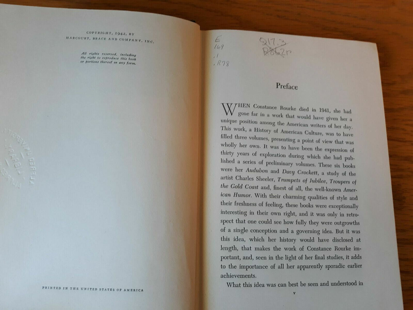 The Roots of American Culture and Other Essays by Constance Rourke 1942