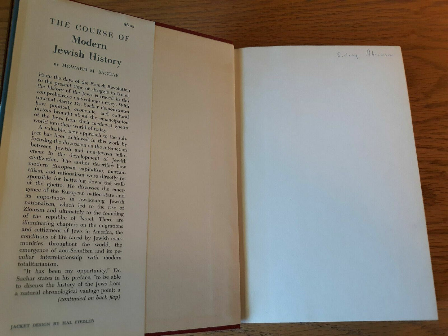 The Course of Modern Jewish History by Howard Sachar 1958 First Edition