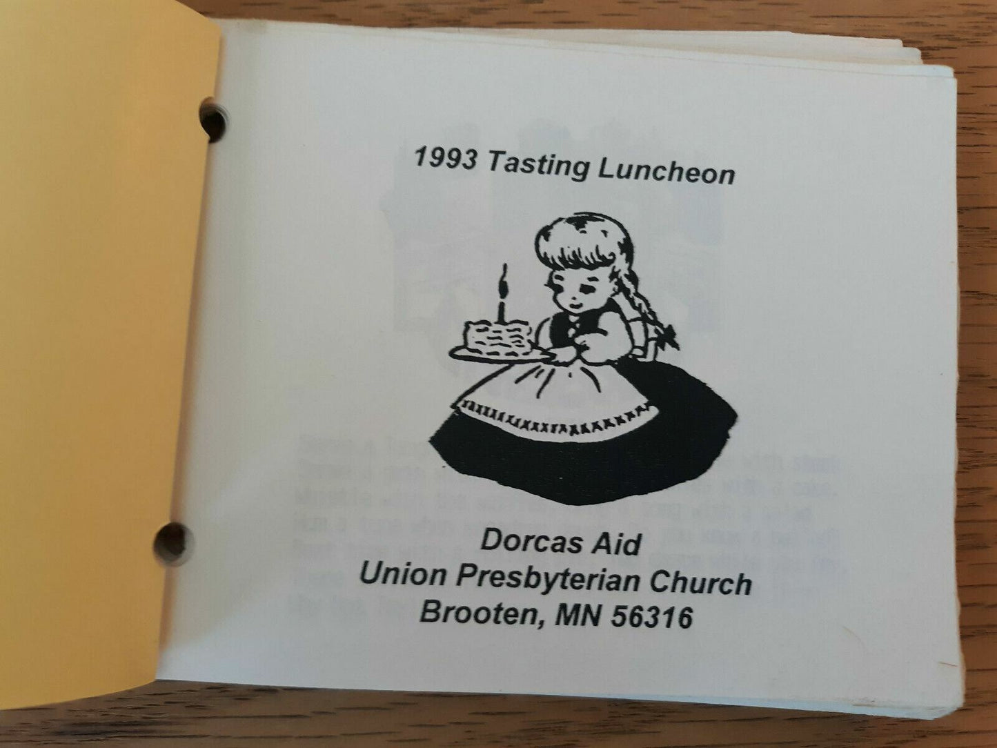 1993 Tasting Luncheon Dorcas Ladies Aid Presbyterian Church Brooten MN
